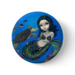"Sea Turtle Mermaid" Button