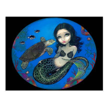 "Sea Turtle Mermaid" Postcard