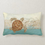 Sea Turtle Modern Coastal Ocean Beach Swirls Style Throw Pillow