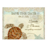 Sea Turtle Modern Coastal Ocean Beach Swirls Style Postcard