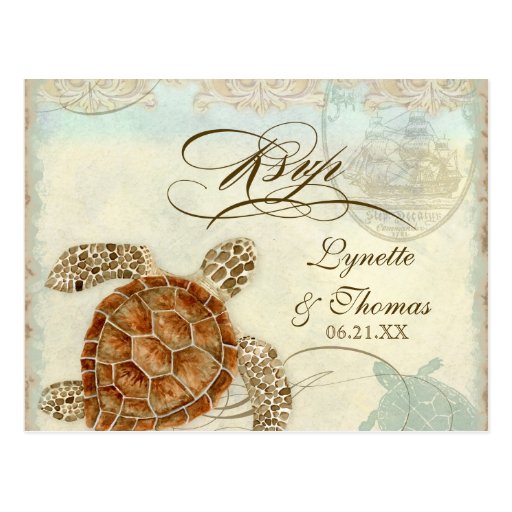 Sea Turtle Modern Coastal Ocean Beach Swirls Style Post Cards