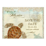 Sea Turtle Modern Coastal Ocean Beach Swirls Style Post Card