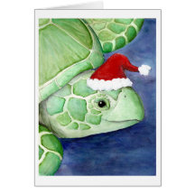 Sea Turtle Santa Greeting Cards