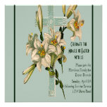 Seafoam Cross and Lilies Invitation
