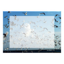 seagulls flying over beach invitation