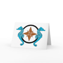 Seahorse Compass Rose Greeting Card