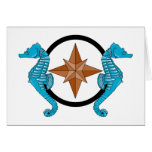 Seahorse Compass Rose Greeting Card