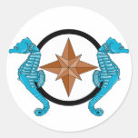 Seahorse Compass Rose Stickers