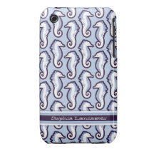Seahorse Frolic iPhone 3G Barely There - Blue Case-Mate iPhone 3 Cases