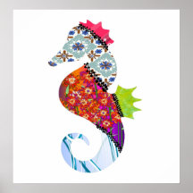 Seahorse Patchwork Pet Print