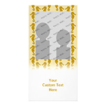 Seahorse Pattern in Tan and Brown. Personalised Photo Card