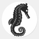 Seahorse Silhouette Round Stickers
