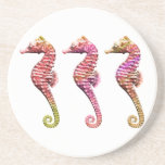 Seahorse Trio in Reds Beverage Coasters