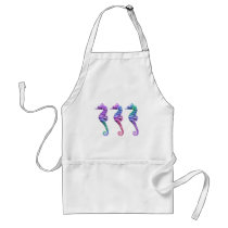 Seahorses in Blue Purple and Green Aprons