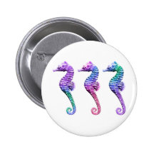 Seahorses in Blue Purple and Green Buttons