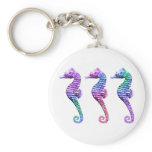 Seahorses in Blue Purple and Green keychains