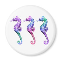 Seahorses in Blue Purple and Green