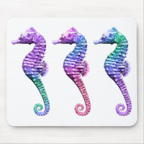 Seahorses in Blue Purple and Green