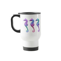 Seahorses in Blue Purple and Green Coffee Mug