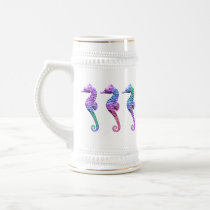 Seahorses in Blue Purple and Green Mugs