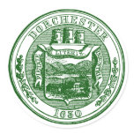 Seal of Dorchester Massachusetts, green Round Sticker