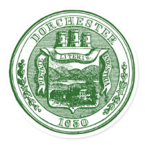 Seal of Dorchester Massachusetts, green Round Sticker