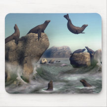 Seal Pt. - seals, ocean, waves, Mouse Pad