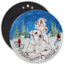 Sealyham Terrier Winter Pinback Button