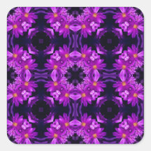 Seamless purple flowers square sticker