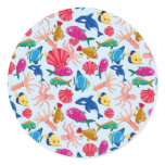 SeamlessBackgroundwithTheFishesinTheSea_thumb Round Stickers