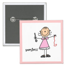 Seamstress Stick Figure Buttons