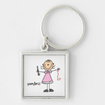 Seamstress Stick Figure Keychains
