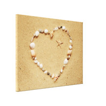Seashell Heart with Starfish Canvas Prints