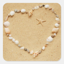 Seashell Heart with Starfish Sticker