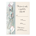 Seashell Pearls Elegant Beach Wedding RSVP Personalized Announcement