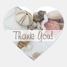 Seashell Treasures "Thank You" Heart Favour Label Heart Stickers