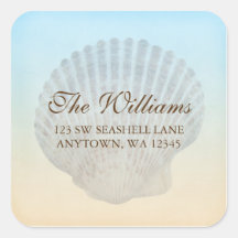 Seashell Tropical Beach Address Label Square Square Stickers