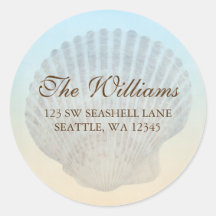 Seashell Tropical Beach Address Label Sticker