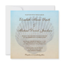 Seashell Tropical Beach Wedding Invitations