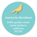 Seaside bird address labels yellow blue stickers