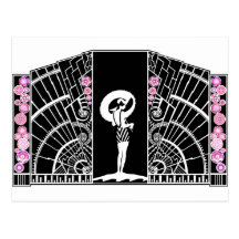 Seaside Deco in Black and Pink Postcards