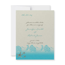 Seaside in Sand and Aqua Save the Date