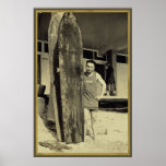 Seaside surfing in hawaii Vintage Surf Sports Fan posters