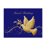 Season's greetings" "dove of peace" gold blue postcards