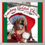 Seasons Greetings GOLDEN RETRIEVER CHRISTMAS PUPPY posters
