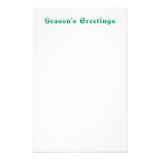 Season's Greetings. Green and White. Custom Custom Stationery