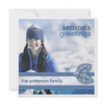 Season's Greetings in Blue Square Photo Card invitations