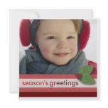 Season's Greetings in Red Square Photo Card invitations