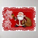 Season's Greetings Jolly Santa - Holiday Print