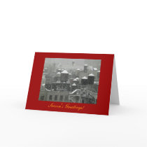 Season's Greetings NYC Snow Capped Water Towers A1 Greeting Card